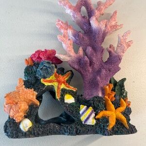 Colorful Coral Reef Aquarium Ornament with Starfish